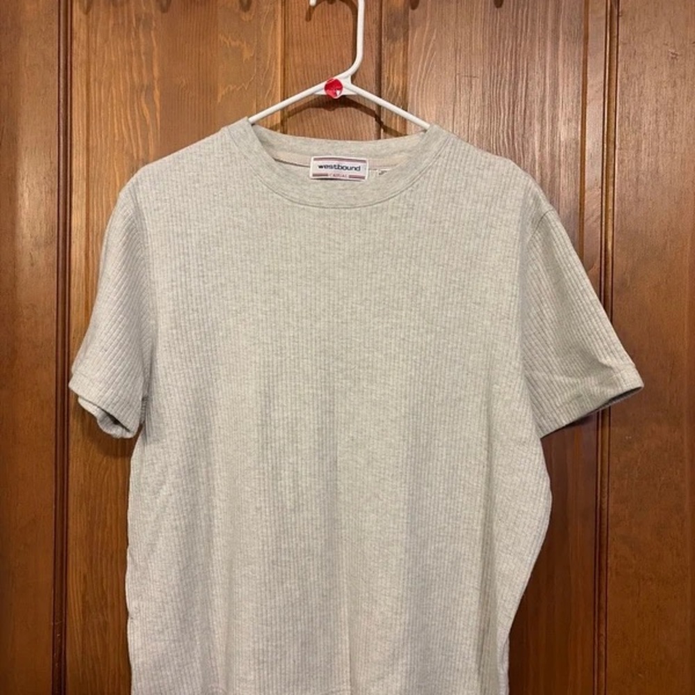 Westbound Men’s Short Sleeve Ribbed Tee in Light Gray